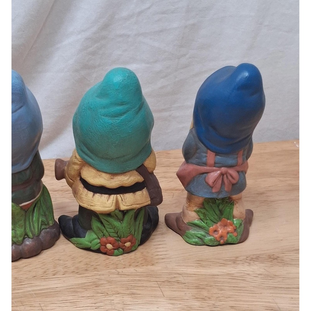 Vintage Ceramic Garden Gnomes / Dwarfs Set Of 6 Hand Painted Pixie Girl Boy READ - Picture 12 of 16